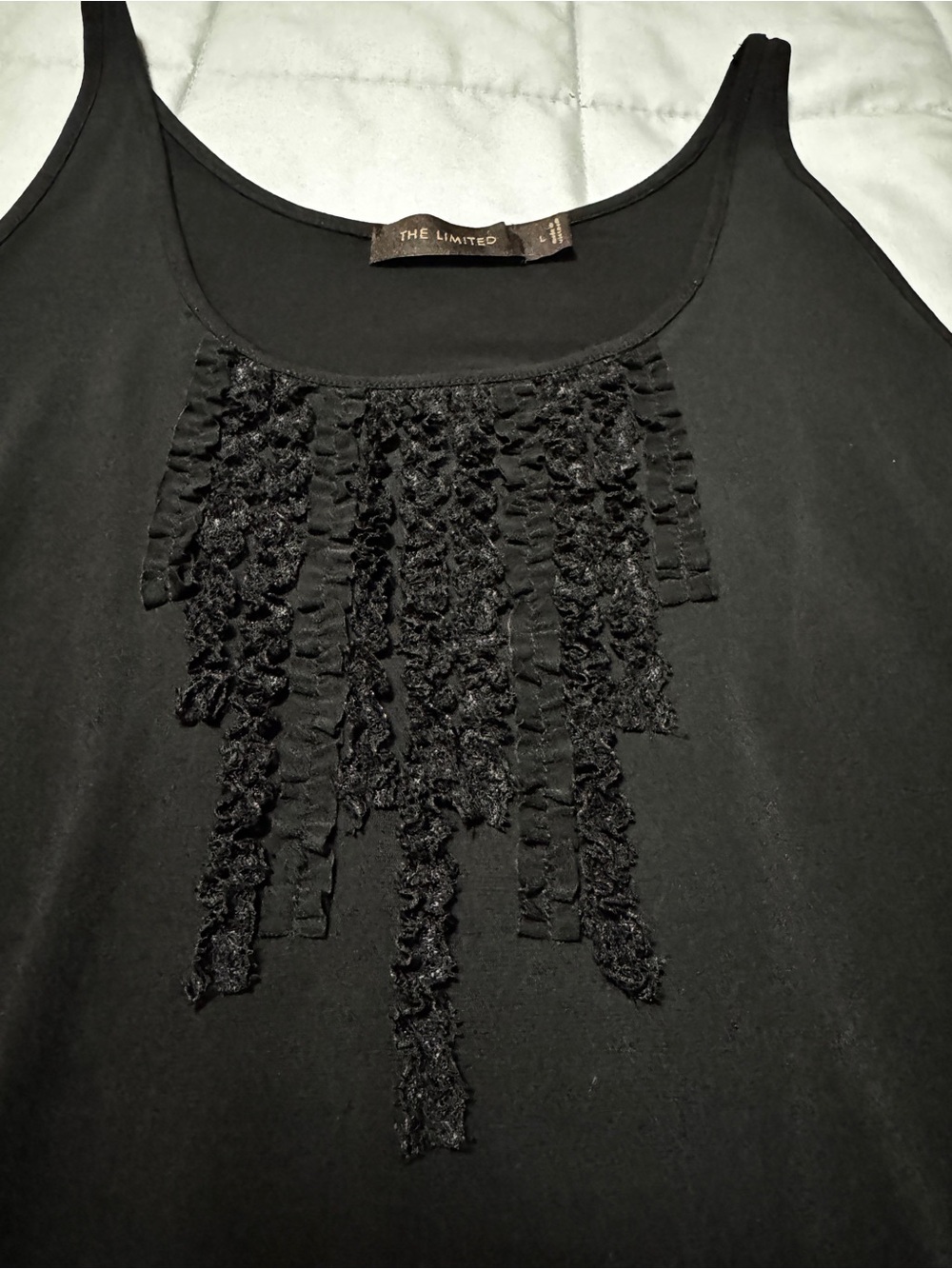 The Limited Black Scoop Neck Camisole Ruffle Accent Sleeveless Women's Size L